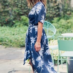 Roxy blue floral wrap dress XS